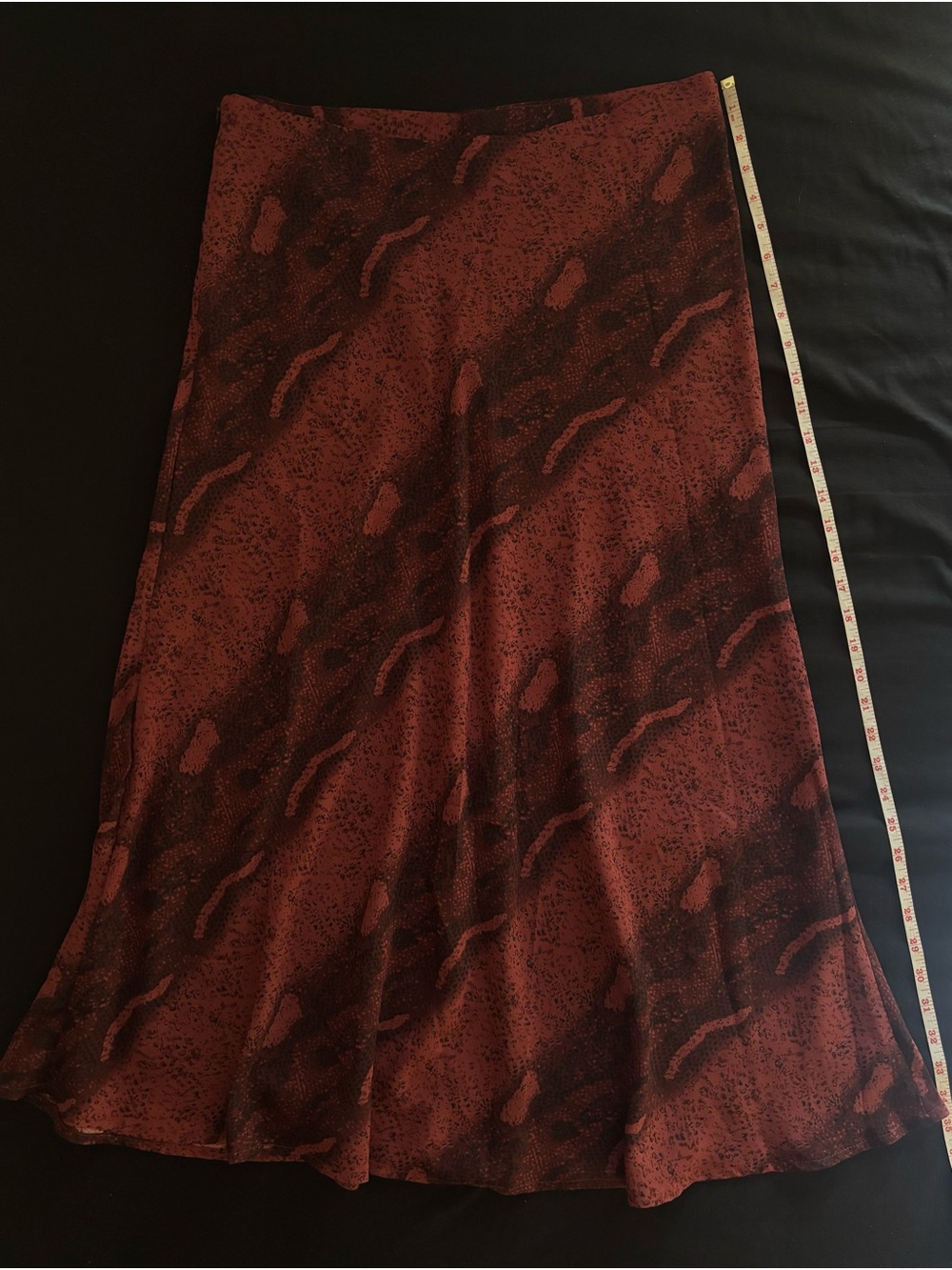 SHEIN Rust Red & Black Patterned Maxi Skirt